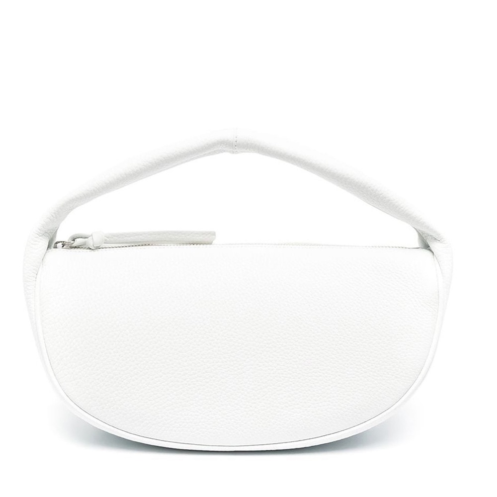 By Far White Cush Flat Grain Leather Purse Dumpling Bag NWOT